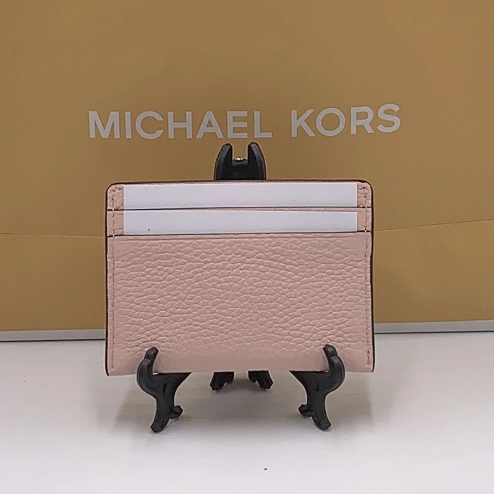 MICHAEL KORS Reed Large Pebbled Leather Card Holder Case Wallet POWDER BLUSH